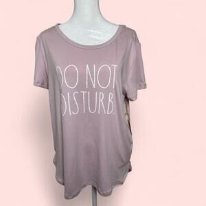 Rachel Dunn PJ Top Women's Size Large graphic Do Not Disturb Short Sleeves NWT